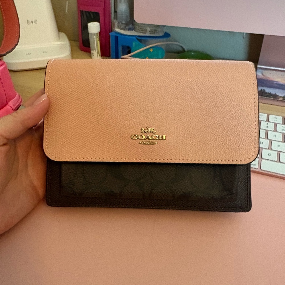 Coach Pink and Brown Clutch/Fanny Pack convertible